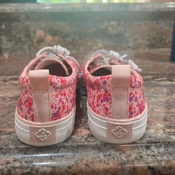 58. Sperry, Crest Vibe Floral Pink Boat Shoes Women’s Sz. 9.5 W. Leather laces - Picture 6 of 15